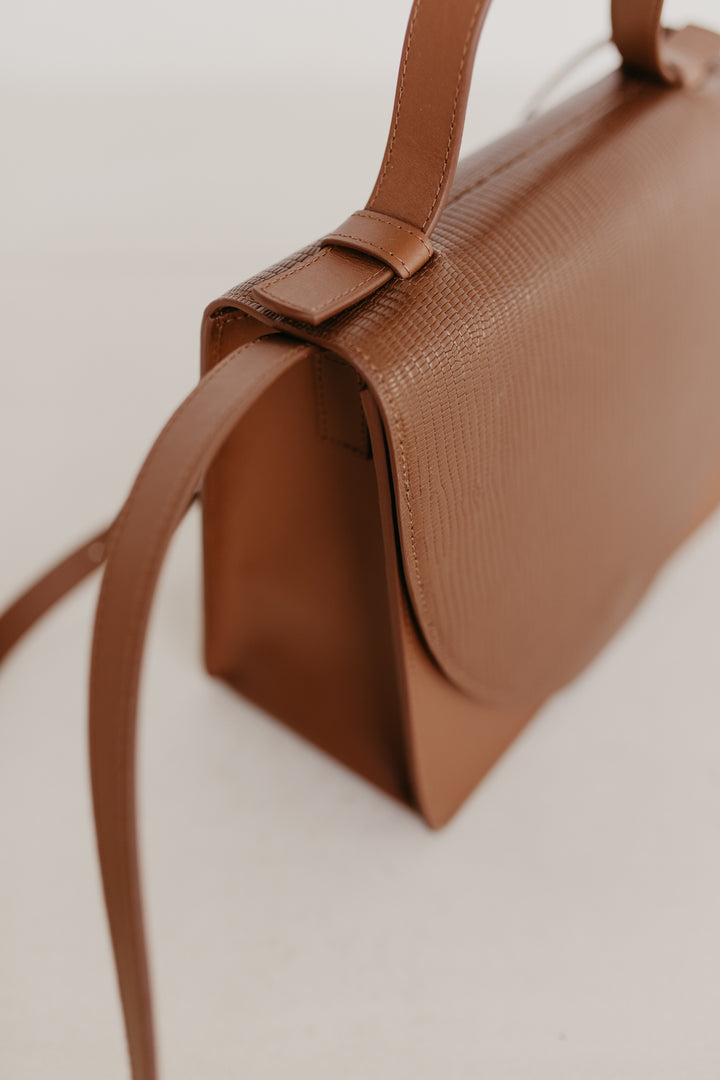 Mini Briefcase | Combi Cognac Snake