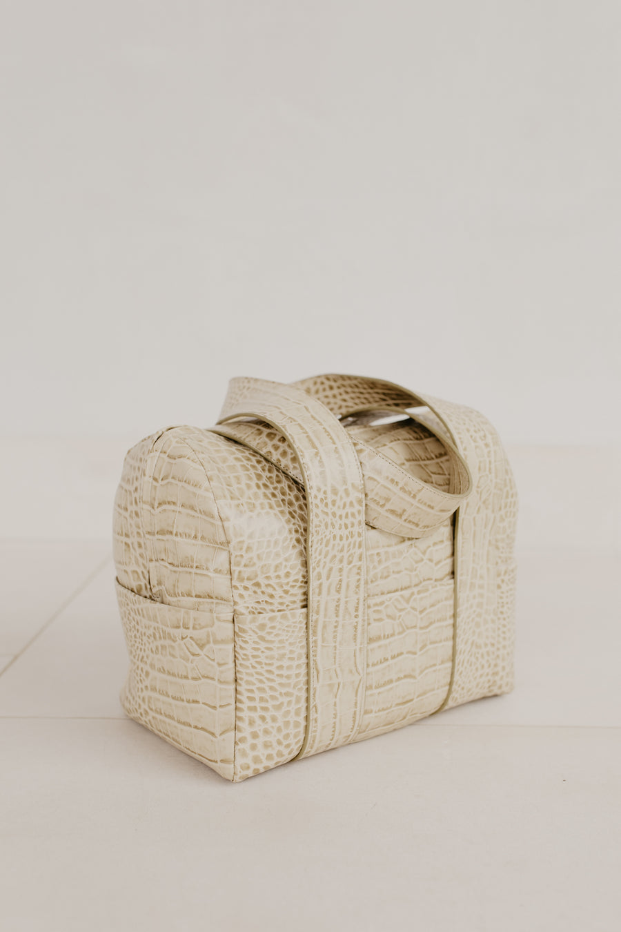 Mini Bowling Bag | Beige Croco