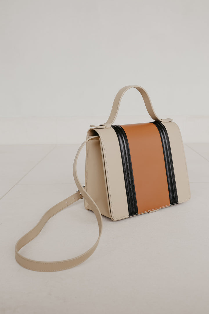 Mini Briefcase Doublé | Beige - Cognac - Black