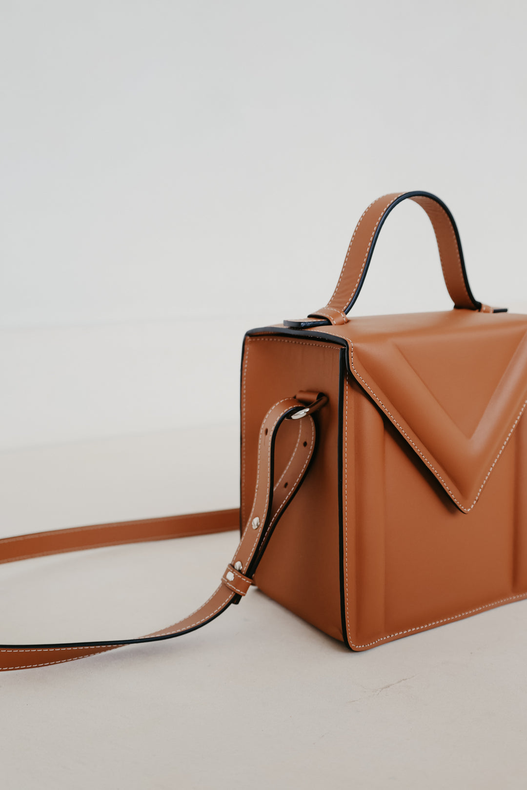 Boxbag | Stitched Tricolor Cognac