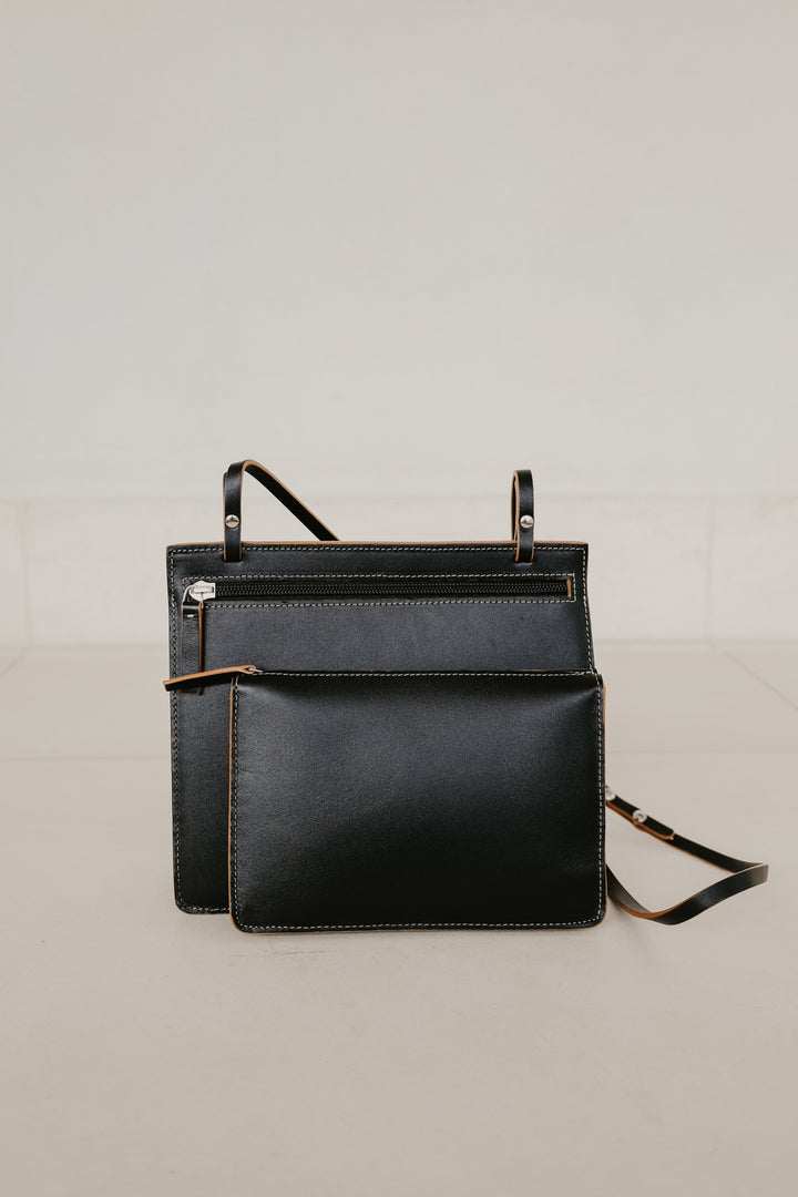 Double Pouch | Stitched Tricolor Black