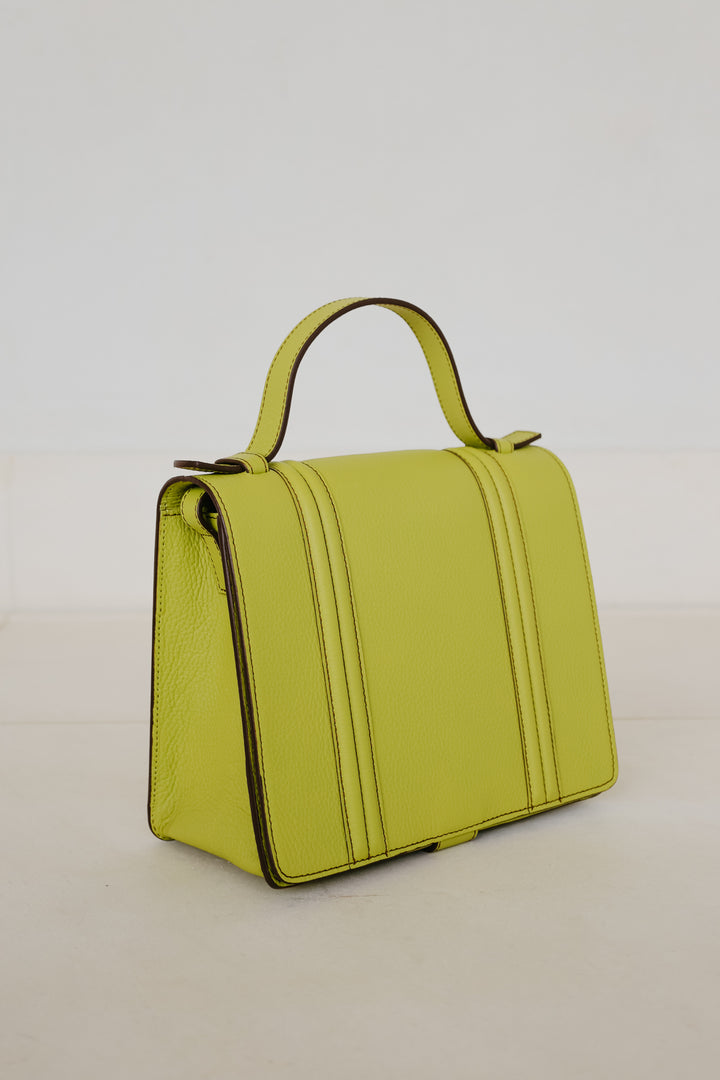 Mini Briefcase Doublé | Stitched Lime / Ebony