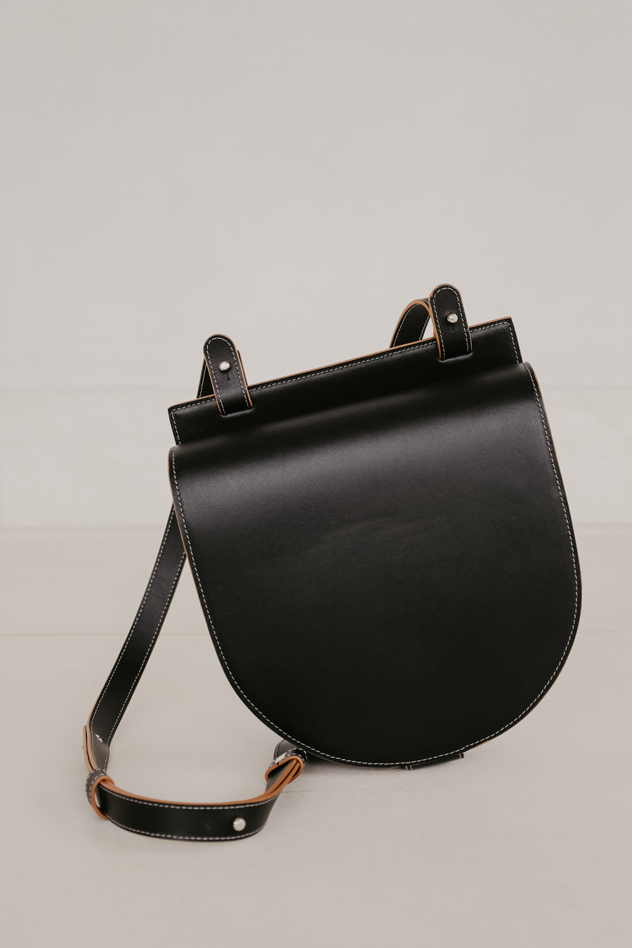 Single Saddle | Stitched Tricolor Black