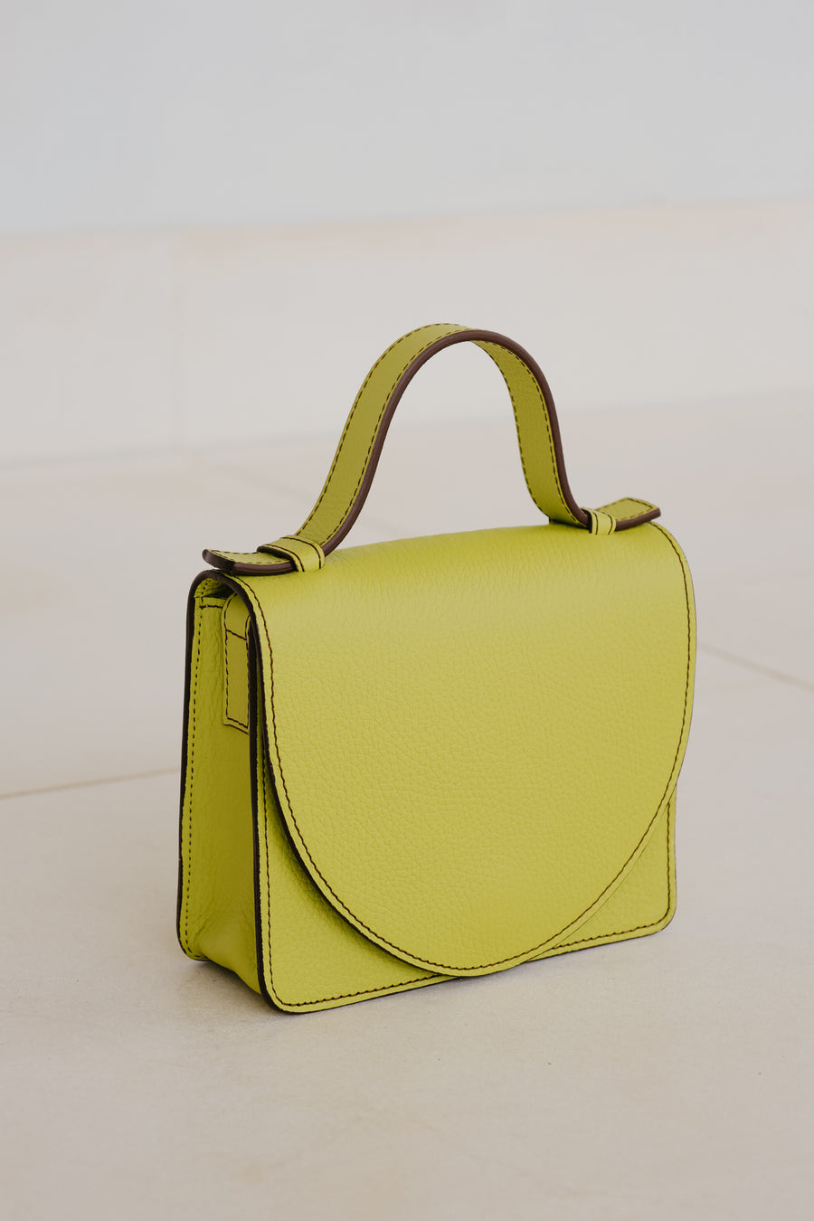 Micro Briefcase | Stitched Lime / Ebony Structured