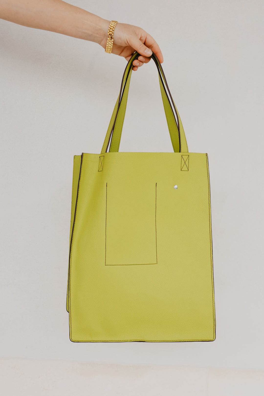 Double Shopper | Stitched Lime / Ebony Structured