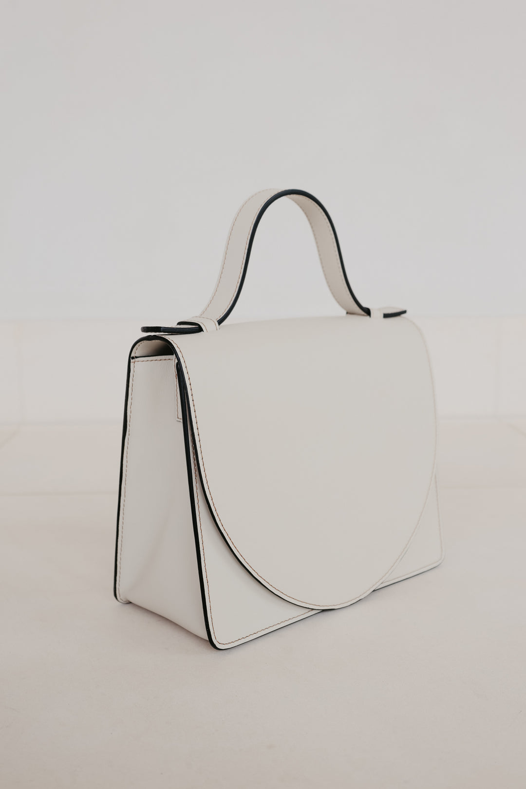 Mini Briefcase | Stitched Tricolor White