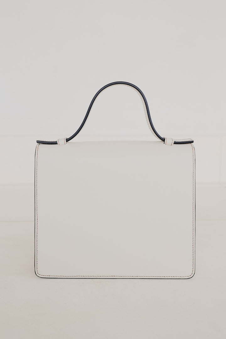 Mini Briefcase | Stitched Tricolor White