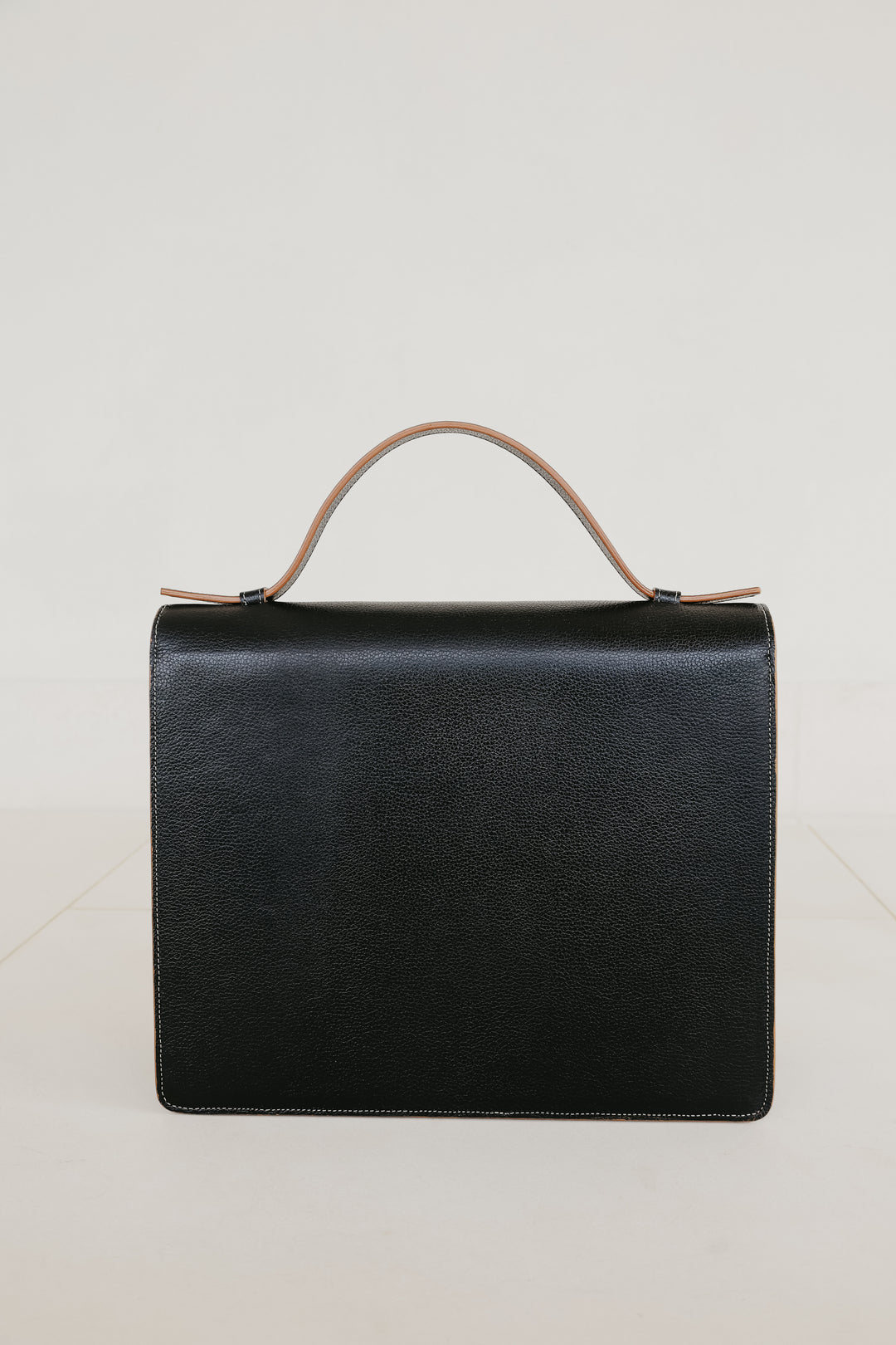 Midi Briefcase 2.0 | Stitched Tricolor Black Structured