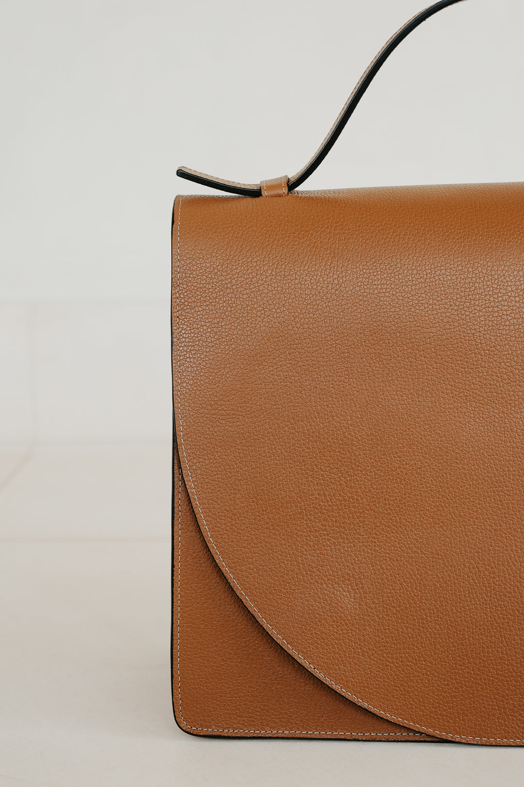 Midi Briefcase 2.0 | Stitched Tricolor Cognac Structured