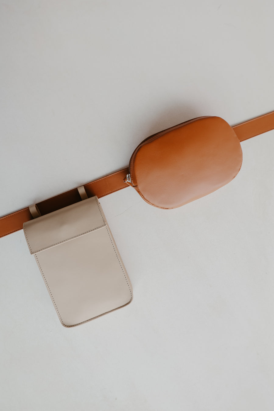 Belt Bag: Belt XL Light Cognac Pure + Oval Belt Light Cognac Pure + Rectangle Beige Pure