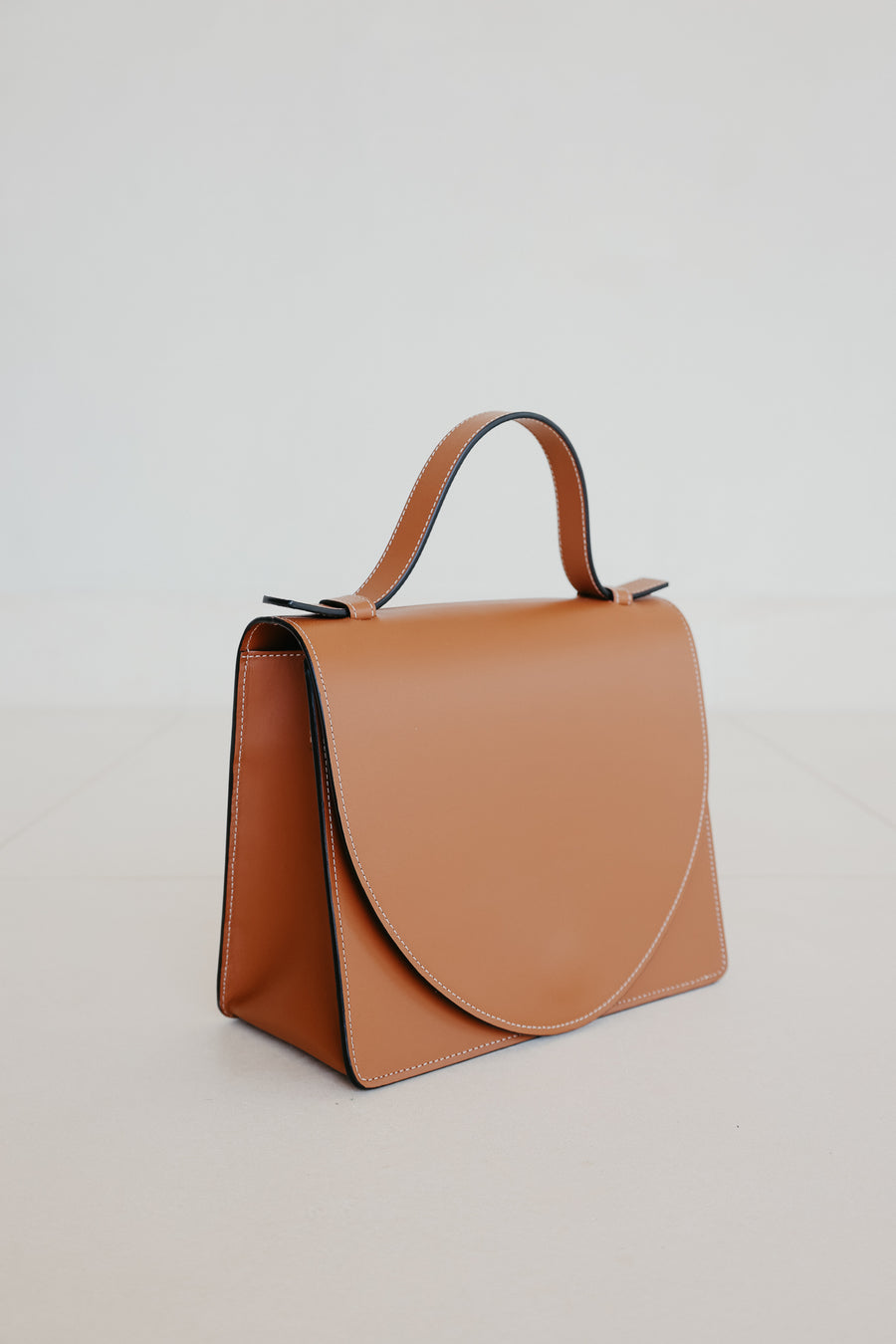 Mini Briefcase | Stitched Tricolor Cognac