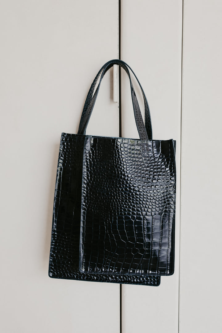 Double Shopper | Night Blue Croco