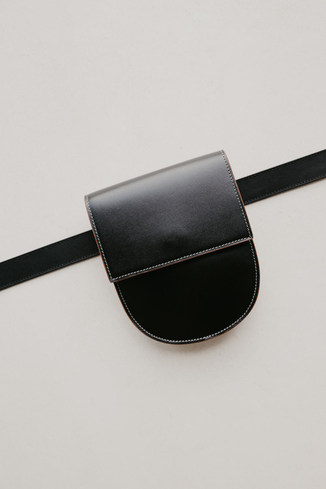 Belt Bag: Belt XL Stitched Tricolor Black + Half Moon Stitched Tricolor Black