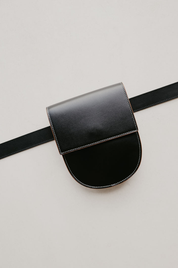 Belt Bag: Belt XL Stitched Tricolor Black + Half Moon Stitched Tricolor Black