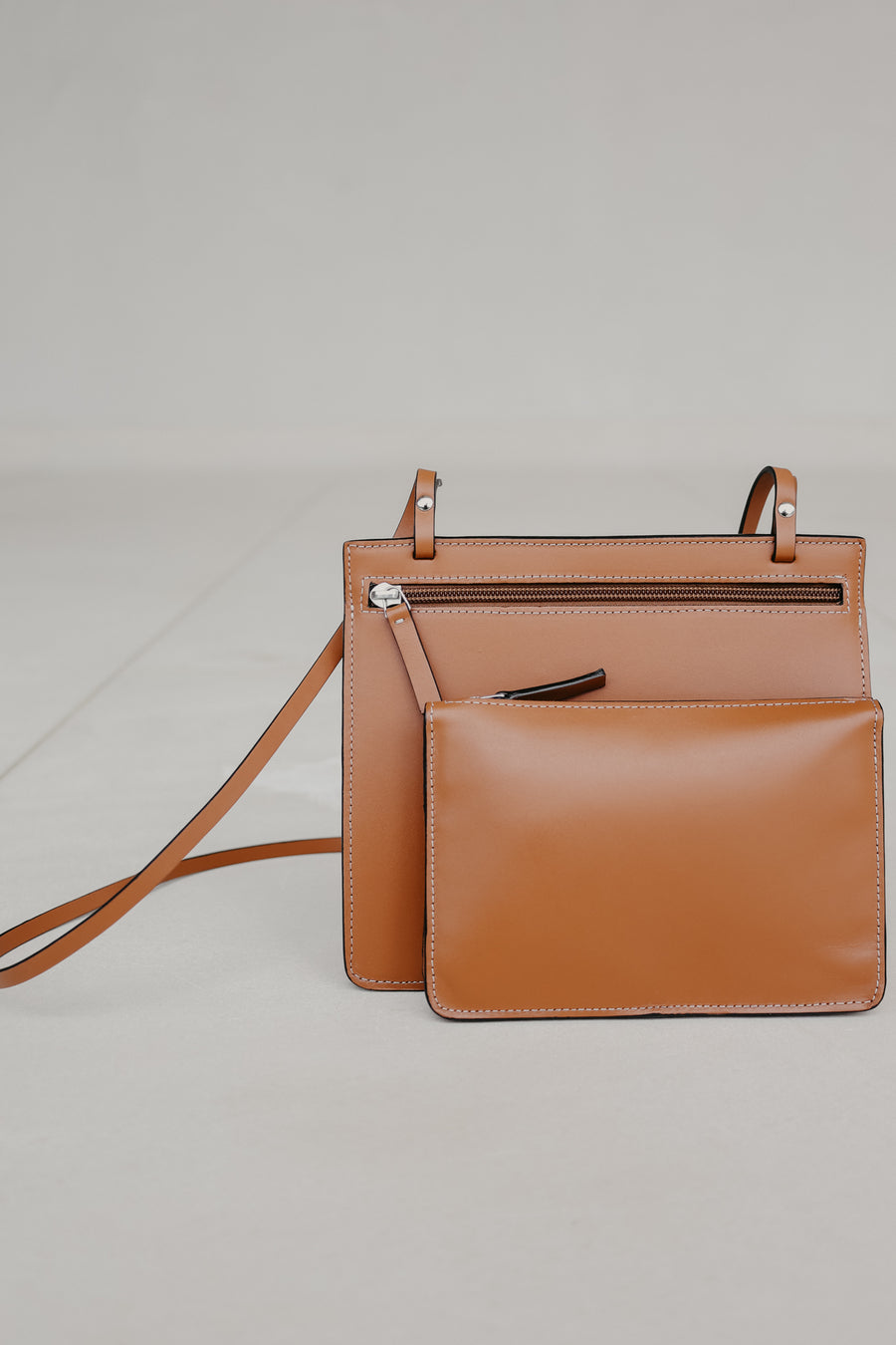 Double Pouch | Stitched Tricolor Cognac