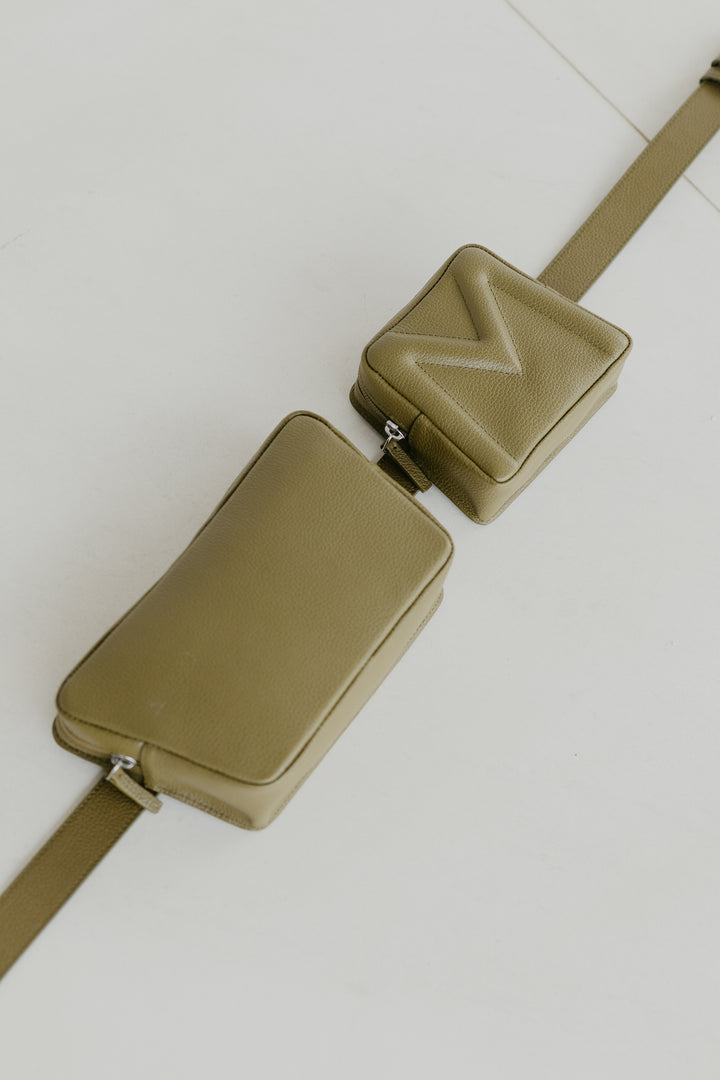 Belt Bag: Belt XL Khaki Structured + Trapezium Khaki Structured + Mini M Khaki Structured