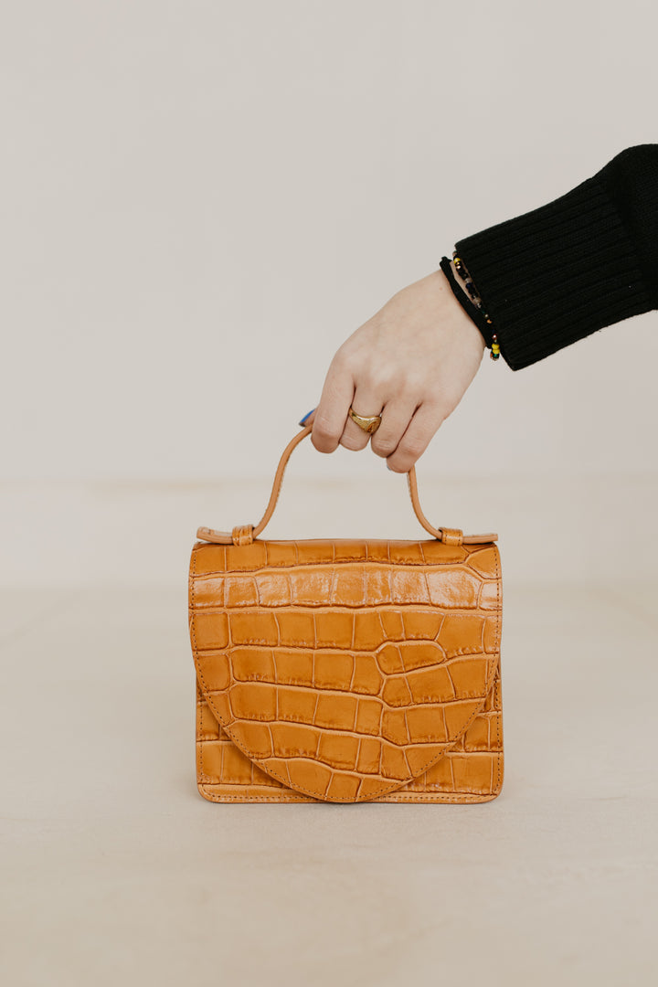 Micro Briefcase | Caramel Croco