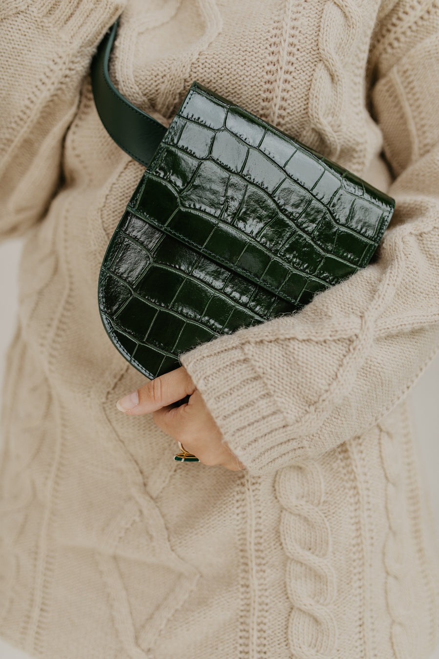 Belt Bag: Belt XL Forest + Half Moon Forest Croco