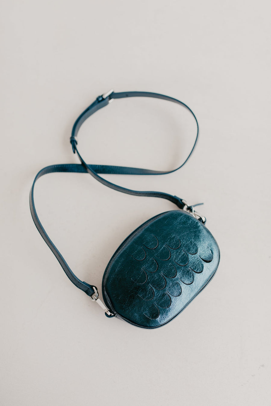 Oval Mini Bag | Petrol Shimmer