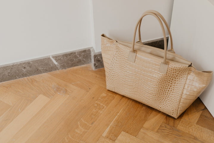 Grocery Bag | Beige / Beige Croco