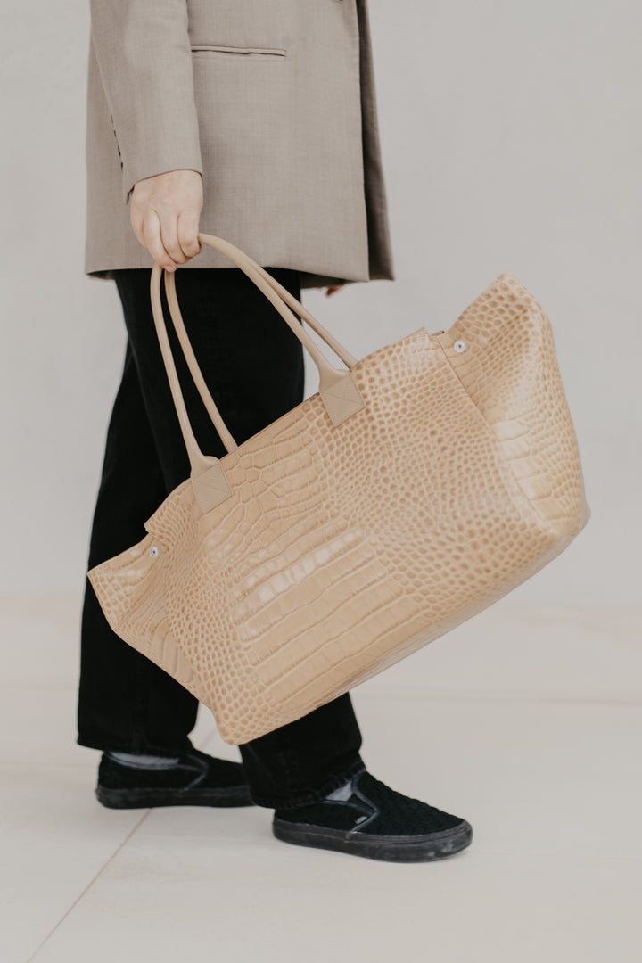 Grocery Bag | Beige / Beige Croco