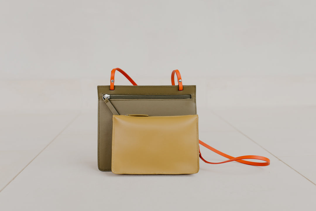 Double Pouch | Olive - Khaki - Naranja