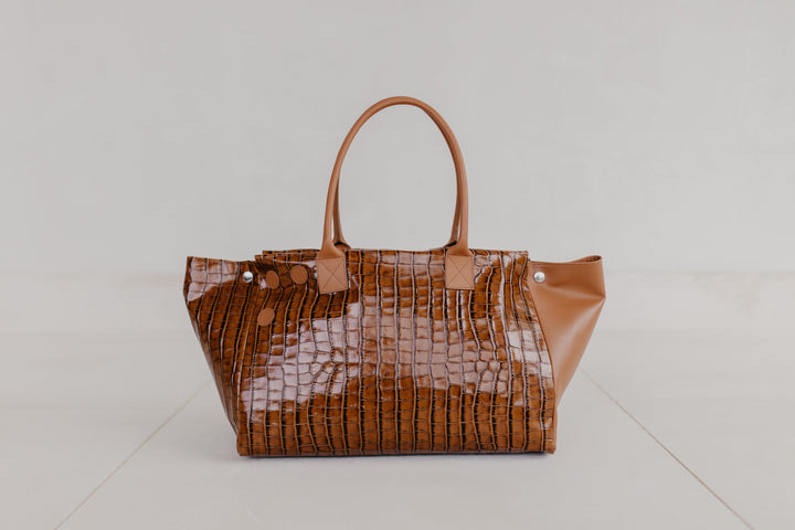 Grocery Bag | Cognac / Croco Glans