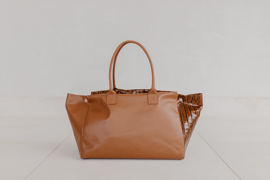 Grocery Bag | Cognac / Croco Glans