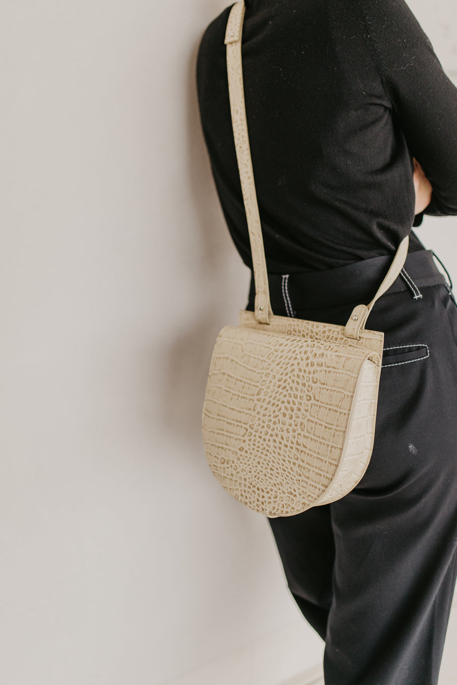 Single Saddle | Beige Croco